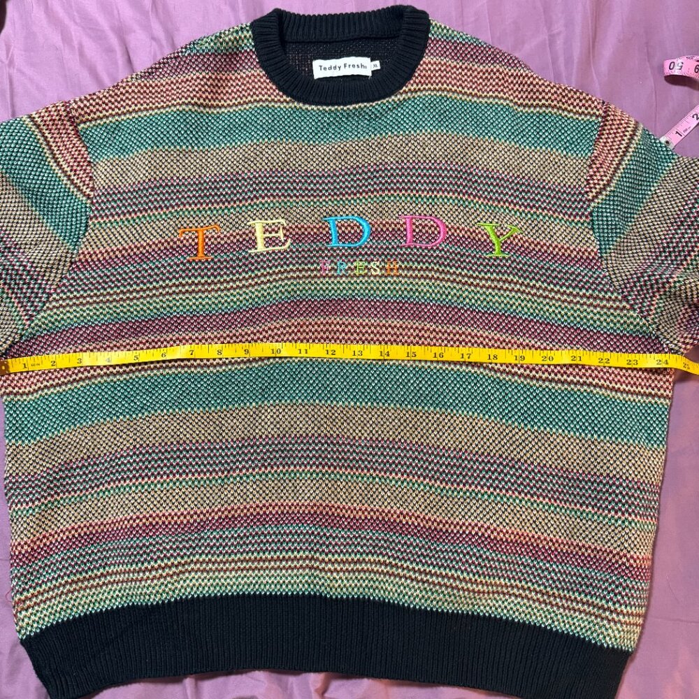 Teddy Fresh 100% Cotton Rainbow Sweater Hard To Find size XL - Picture 4 of 10